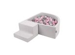 Parco Giochi In Schiuma Kiddymoon Con Piscina A Quarto Di Cerchio Con Palline (200 Palline) Percorso Ad Ostacoli, Grigio Chiaro:Perla/Grigio/Trasparente/Rosa Polvere