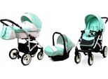 BabyLux® White Lux | 3in1 Kinderwagen Bambimo | Mint | Kombikinderwagen | Kinderwagenset | Buggy + B