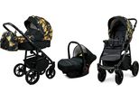 BabyLux® Color Lux | 3in1 Kinderwagen Bambimo | Gold Jungle | Kombikinderwagen | Kinderwagenset | Bu