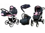 BabyLux® Largo | 4in1 Kinderwagen Bambimo | Grey Light Pink | Kombikinderwagen | Kinderwagenset | Is