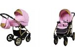 BabyLux® Gold Lux | 2in1 Kinderwagen Bambimo | Light Pink | Kombikinderwagen | Kinderwagenset | Bugg