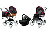 Babylux® Classic White | 3in1 Kinderwagen Bambimo | Red Bow | Kombikinderwagen | Kinderwagenset | Bu