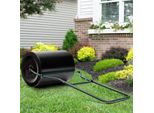 Rullo Per Prato Costway 60L, Rullo Manuale Con Impugnatura A U, Rullo Da Giardino Ø 40CM, Riempibile Con Acqua/Sabbia, Tamburo Per Impieghi Gravosi Con Tappo Di Scarico Rimovibile, Rullo Per Prato A Tamburo Per Prati Piani, Metallo