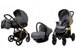 BabyLux® Axel | 3in1 Kinderwagen Bambimo | Grey Flex | Kombikinderwagen | Kinderwagenset | Buggy + B