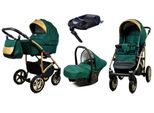 BabyLux® Gold Lux | 4in1 Kinderwagen Set | Bottle Green | Kombikinderwagen | Kinderwagenset | Is