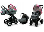 BabyLux® Sky Lark | 3in1 Kinderwagen Bambimo | Grey Flex Hiscus | Kombikinderwagen | Kinderwagenset
