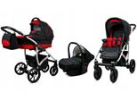 BabyLux® Largo | 3in1 Kinderwagen Bambimo | Black Red | Kombikinderwagen | Kinderwagenset | Buggy +