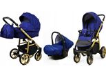 BabyLux® Color Lux | 3in1 Kinderwagen Bambimo | Sailor Blue | Kombikinderwagen | Kinderwagenset | Bu