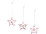 Ciondolo In Legno Springos Bianco Con Ornamenti Rossi 3 Pz. Decorazioni Natalizie Decorazioni Per Albero Di Natale (Stelle)