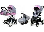 BabyLux® Alu Way | 3in1 Kinderwagen Bambimo | Light Pink | Kombikinderwagen | Kinderwagenset | Buggy