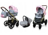 BabyLux® Aspero | 3in1 Kinderwagen Bambimo | Peony And Rose | Kombikinderwagen | Kinderwagenset | Bu