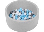 Piscina Per Bambini Selonis Con Palline 70X30Cm/150 Palline Rotonde, Grigio Chiaro: Grigio/Bianco/Azzurro