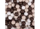 Kiddymoon 700 Palline/7Cm-2,75In Palline Da Gioco In Plastica Morbida Per Bambini Colorate Certificate Eu, Beige Pastello/Marrone/Bianco
