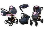 BabyLux® Largo | 4in1 Kinderwagen Bambimo | Grey Light Pink | Kombikinderwagen | Kinderwagenset | Is