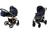 BabyLux® Largo | 2in1 Kinderwagen Bambimo | Navy Blue Star | Kombikinderwagen | Kinderwagenset | Bug