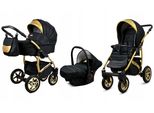BabyLux® Gold Lux | 3in1 Kinderwagen Bambimo | Onyx | Kombikinderwagen | Kinderwagenset | Buggy + Ba