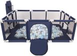 Selonis Playpen Grande Parco Giochi Con 100 Palline Playpen Per Bambini, Blu Scuro:Perla/Grigio/Trasparente/Baby Blue/Minze