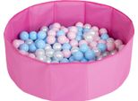 Selonis Bagno Di Palline Pieghevole Con 200 Palline Per Animali Domestici, Rosa: Blu Bambino/Rosa Polvere/Perla