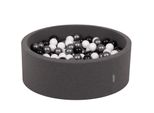 Kiddymoon 90X30Cm/300 Palline ∅ 7Cm Piscina Secca Rotonda Con Palline Certificata Eu, Grigio Scuro: Bianco/Nero/Argento