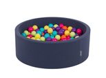 Kiddymoon 90X30Cm/200 Palline ∅ 7Cm Piscina Secca Rotonda Con Palline Certificata Eu, Blu: Verde Chiaro/Giallo/Turchese/Arancio/Rosa Scuro/Viola