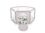 Selonis Box Esagonale Con 400 Palline Box Per Bambini, Grigio:Bianco/Grigio/Blu