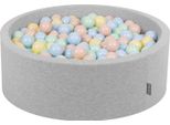 Kiddymoon Piscina Di Palline OK30D, 90X30Cm, 200 Palline ∅7Cm, Piscina Rotonda Con Palline Colorate Per Neonati E Bambini, Grigio Chiaro