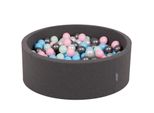 Kiddymoon 90X30Cm/300 Palline ∅ 7Cm Piscina Secca Rotonda Con Palline Certificata Eu, Grigio Scuro: Perla/Rosa/Blu Bambino/Menta/Argento