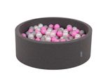 Kiddymoon 90X30Cm/300 Palline ∅ 7Cm Piscina Secca Rotonda Con Palline Certificata Eu, Grigio Scuro: Perla/Grigio/Rosa