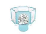 Selonis Box Esagonale Con 400 Palline Box Per Bambini, Menta:Bianco/Grigio/Menta