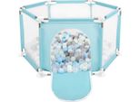 Selonis Box Esagonale Con 400 Palline Box Per Bambini, Menta: Perla/Grigio/Trasparente/Blu/Menta