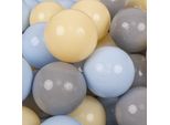 Kiddymoon 100 Palline/7Cm-2,75In Palline Da Gioco In Plastica Morbida Per Bambini Colori Certificati Eu, Beige Pastello/Giallo Pastello/Grigio