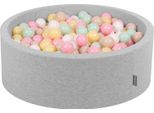 Kiddymoon Piscina Di Palline OK30D, 90X30Cm, 200 Palline ∅7Cm, Piscina Rotonda Con Palline Colorate Per Neonati E Bambini, Grigio Chiaro
