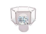 Selonis Box Esagonale Con 100 Palline Box Per Bambini, Grigio:Perla/Grigio/Trasparente/Blu Bambino/Minze