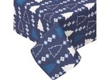 Homescapes Tovaglia Natalizia Rotonda Winterland, Blu, 100% Cotone, 178 Cm