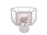 Selonis Box Esagonale Con 900 Palline Box Per Bambini, Grigio:Perla/Grigio/Trasparente/Rosa Polvere