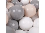 Kiddymoon 200 Palline/7Cm-2,75In Palline Da Gioco In Plastica Morbida Per Bambini Colorate Certificate Eu, Beige Pastello/Grigio/Bianco