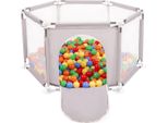 Selonis Box Esagonale Con 900 Palline Box Per Bambini, Grigio:Giallo/Verde/Blu/Rosso/Arancio