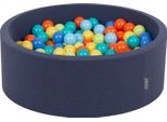 Kiddymoon 90X30Cm/300 Palline ∅ 7Cm Piscina Secca Rotonda Con Palline Certificata Eu, Blu: Verde Chiaro/Arancione/Turchese/Blu/Blu Per Bambini/Giallo
