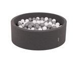 Kiddymoon 90X30Cm/300 Palline ∅ 7Cm Piscina Secca Rotonda Con Palline Certificata Eu, Grigio Scuro: Bianco/Grigio