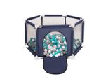 Selonis Box Esagonale Con 900 Palline Box Per Bambini, Blu:Grigio/Bianco/Turchese