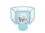 Selonis Box Esagonale Con 100 Palline Box Per Bambini, Menta:Bianco/Grigio/Menta