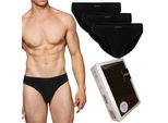 Atlantic Herren-Slips 3Er-Pack - Sportliche UnterwäSche Aus 100% Baumwolle, Atmungsaktiv, Komfortabler Bund, Perfekte Passform Schwarz S-XXL