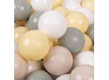 Kiddymoon 300 Palline/7Cm-2,75In Palline Da Gioco In Plastica Morbida Per Bambini Colori Certificati Eu, Beige Pastello/Verde/Grigio/Giallo Pastello/Bianco