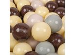 Kiddymoon 300 Palline/7Cm-2,75In Palline Da Gioco In Plastica Morbida Per Bambini Colori Certificati Eu, Beige Pastello/Verde/Grigio/Giallo Pastello/Marrone