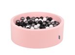 Kiddymoon 90X30Cm/300 Palline ∅ 7Cm Piscina Secca Rotonda Con Palline Certificata Eu, Rosa Chiaro: Bianco/Nero/Argento