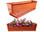 Fioriera Kadax Con Sottovaso "Cati"", In Plastica, Vaso Da Fiori Per Balcone, Terrazza, Davanzale, 60 Cm, Terracotta"
