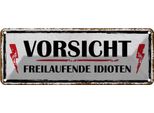 Vianmo Insegna Di Latta 10X27 Cm Vorsicht Freilaufende Idioten
