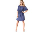 Kleid Minikleid, 3/4 Arm Mit Gummizug An Der Taille, Gr. S M L Xl Xxl 3XL, 001 Grafit