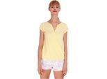 Camicia Lunga Da Donna Tunica T-Shirt Estiva Con Scollo A V; Giallo/S/M 36/38