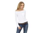 T-Shirt Da Donna A Maniche Lunghe Con Taschino Sul Petto ; Bianco/Xl/Xxl 42/44